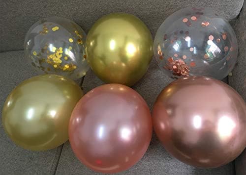 Балони Злато И Розово Злато-12 инчи Избрани Бисерни Метални Хромирани Златни Латекс Балони За Ангажман Пол Откриваат Свадба Годишнина Роденден