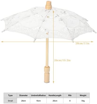 Чадор на чипка на Watris veiyi, чадор од невестински чадор од 10х11 инчи, гроздобер чадорија со дрвена рачка за свадба, чајна