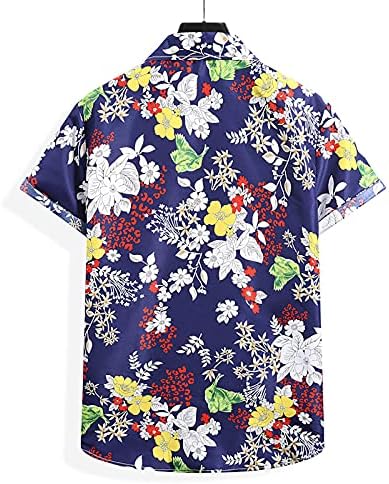 Летно копче надолу за мажите кошули со кратки ракави модни тропски принт печатење на плажа за одмор маичка кошула