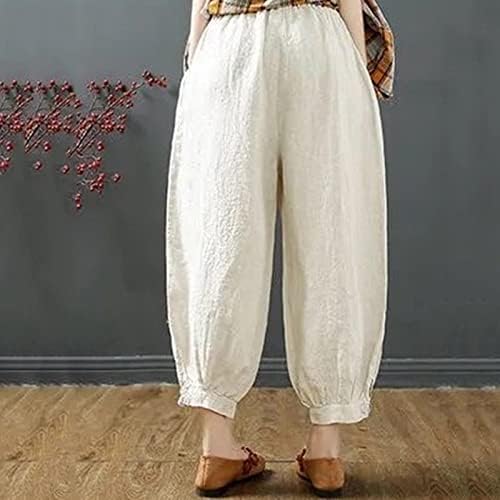 Постелни панталони за жени лесни еластични половини на глуждот со должина на џемпери јога случајни бохо високи капри панталони