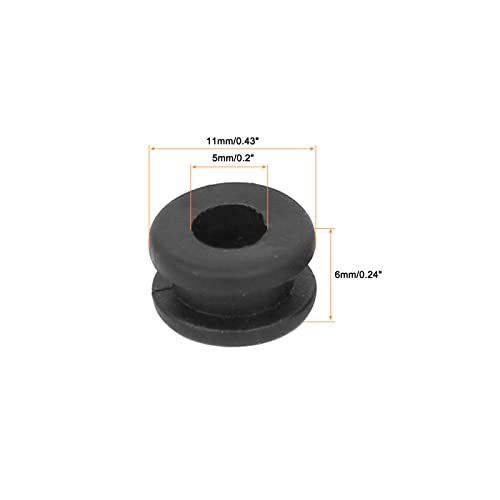 Флексибилен приклучок за гума од гума од гума - 5 мм монтирање диа/црна/ПВЦ, гума/50 парчиња
