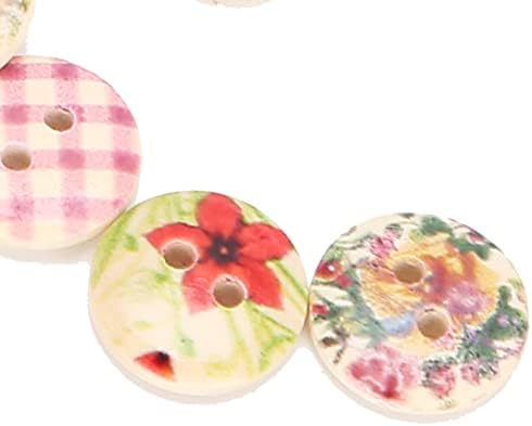 Lizealucky 200 парчиња мешани дрвени копчиња, копчиња од дрво, копче за гроздобер цветен занает, разновидни бои гроздобер копчиња