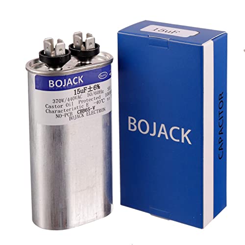 Bojack 15 uf ± 6% 15 mfd 370V/440V CBB65 овален старт за почеток на кондензатор за наизменична струја или стартување на вентилаторот