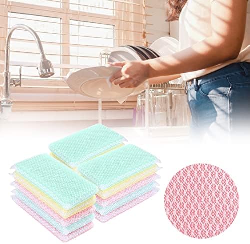 Пакет од 15 кујнски миење садови сунѓери мрежни мрежи за чистење мулти -боја мирис сунѓер за домашно чистење сапун за распрснување