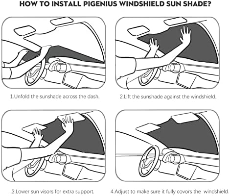Pigenius Front Whindsthield Sun Shade за 2015 2017 2018 2019 2020 Ford F150 F-150, премиум преклопување на сонцето