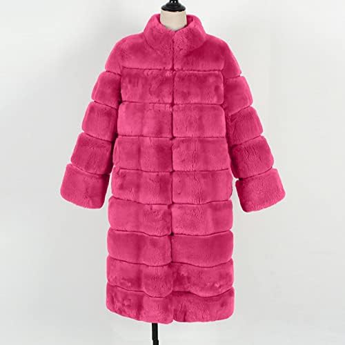 Narhbrg женска парка надворешна облека топло крзнено палто Fuzzy Stand јака отворена предна кардиганска јакна за пуфта за жени зима