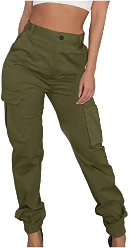 Товари џогери женски обични високи половини се протегаат директно панталони воени отвори опуштени панталони со џемпери