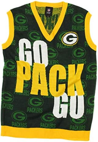Foco Green Bay Packers NFL машки V-врат-плетен џемпер елек