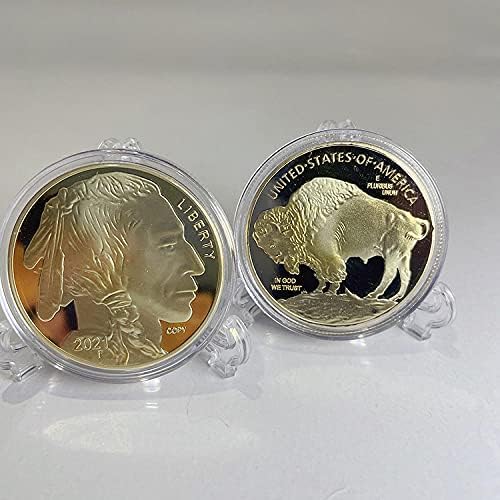 2021 Американска Монета Од Бивол Бафало Главата На Старецот Комеморативна Монета Реплика На Ракотворби Колекција Сувенир Декорација