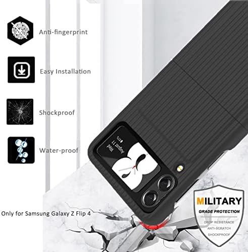 Miimall Компатибилен За Случајот Samsung Galaxy Z Flip 4 [Заштита На Преклопна Шарка] [Вграден Капак На Објективот], Преклопен Воен Браник Отпорен