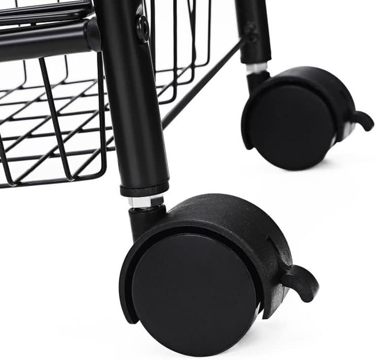 Mmllzel 3 ниво кујна количка на тркала со количка за рачка за кујнски бања кабинет бело црно