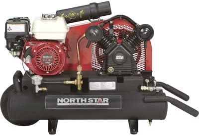 Компресорот за воздух со гасови со гас Нортстар-Honda GX160 OHV мотор, резервоар за близнаци со 8 галон, 13,7 CFM на 90 psi