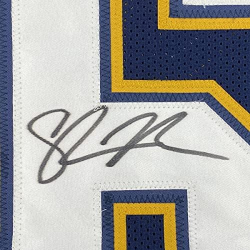 Автограмиран/потпишан Шон Мериман Сан Диего темно синиот фудбалски дрес Бекет Бас Коа