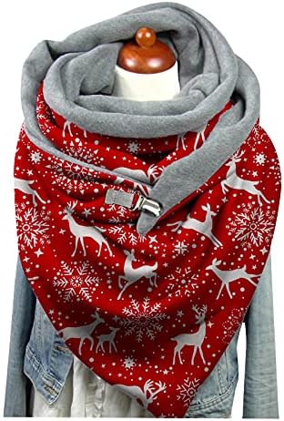 Печатете ги Божиќните марами меки копче шалови за обична модна обвивка зимска топла шамија и карана карирана шамија