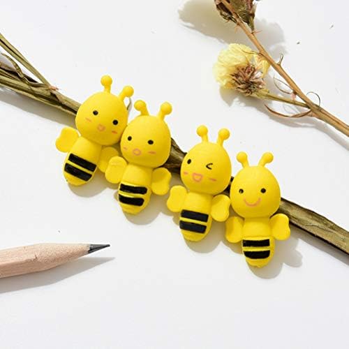 Nuobesty Креативни Пчела Форма Бришач Цртан Филм Животински Облик Бришач Училишен Канцелариски Материјал за Ученици, 20 парчиња