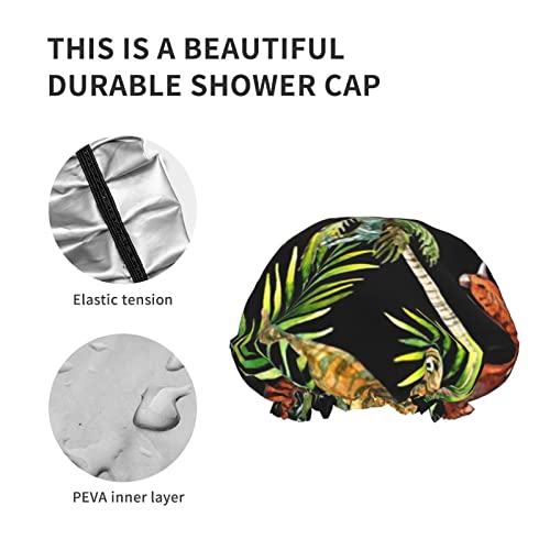Womenените што можат да се користат за истегнување на полите, капаче за коса Јура, диносаурус, двојни слоеви водоотпорна капа за бања за туширање
