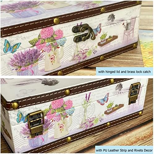 Кутија за Богатство амеду Гроздобер Дрвена + Стп Кожа Декоративни Кутии За Складирање Кутија За Накит За Ситници Мементо Кутија За Спомен Кутија