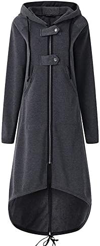 Памучна постелнина меки меки долги палто плус големина женски копчиња со качулка јакна за надворешна облека