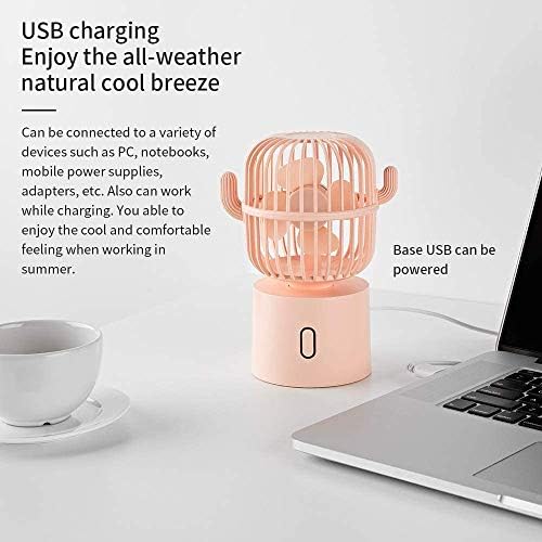 Изобу Лилианг-Симпатични вентилатори на лична биро за USB, вентилатор за ладење на десктоп Кактус, 3 брзини ветер од 80 степени Автоматско