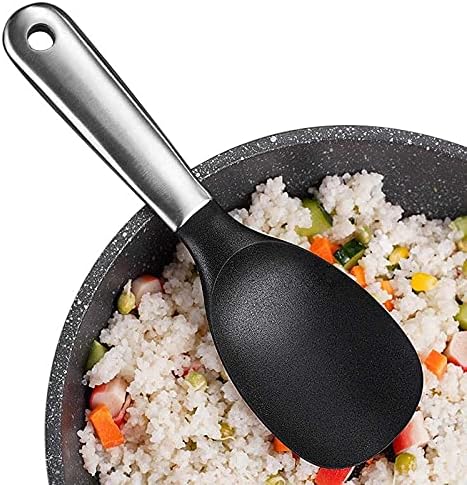 TJLSS не'рѓосувачки челик ориз лажица домаќинство задебелена долга рачка силиконска ориз лажица кантина од ориз лажица лажица лажица лажица