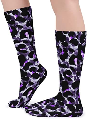 Акварел Леопард Животинска Кожа Колено Високи Чорапи Слатки Бутови Високи Чорапи Смешни Над Чорапот За Теле Зимски Топли Долги Чорапи За Мажи Жени