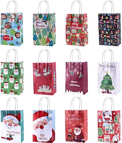 Гејој 12 Парчиња Божиќни Хартиени Кеси Добри Подароци Торби Со Рачка За Божиќни Празнични Забави