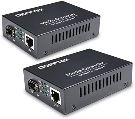 QSFPTEK 10G медиумски покритие, 10 Gigabit Fiber до 10G Bopper UTP Ethernet Media Converter, нерешени 1x 100m/1g/2.5g/5g/10gbase-T