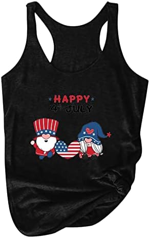 Среќна 4 -ти јули резервоарот за жените за жени со американско знаме без ракави летни патриотски кошули, симпатични печатени