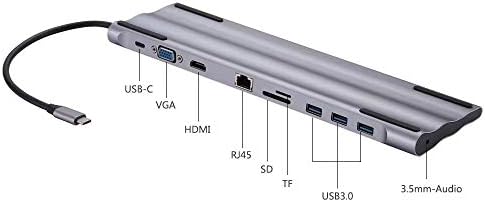 USB Type C Hub 10 во 1 USB C лаптоп Докинг станица Мултифункционална масивна експанзија за USB-C лаптопи сите во еден центар