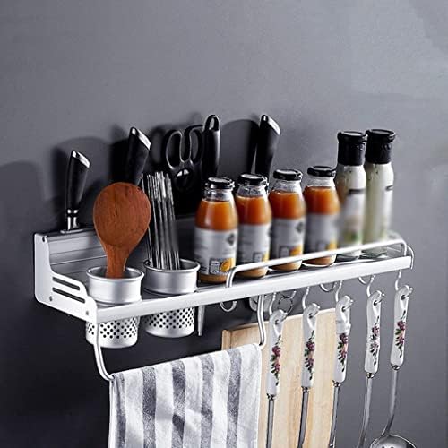 Irdfwh алуминиумска кујна полица за складирање на wallидови монтирани за зачини за зачини за нож вилушка лажица дома кујна предмети