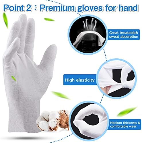 24 парчиња навлажнувачки памучни ракавици за спиење памучни нараквици егзема за суви раце Работни ракавици за мажи и жени кои се протегаат
