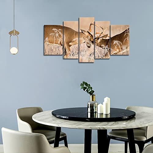5 панел wallидна уметност бела опашка елен елен за спаринг сликички печатени на платно животно Сликата за домашно декорација парче