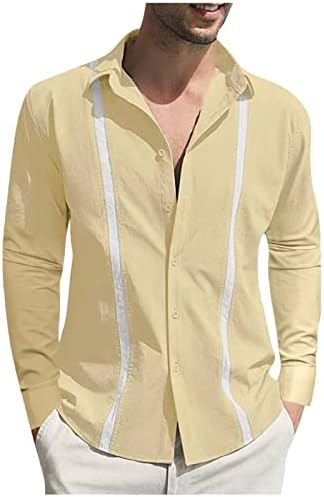 Машко модно шарено копче надолу со кошули со долги ракави јака v Enck лабави вклопувани кошули цврсти врвови на кошула
