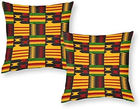 Африкански Племенски Печатен Сет од 2 Капаци За Перници За Фрлање Квадратни Перници За Перници За Софа Кауч Спална Соба Декоративен