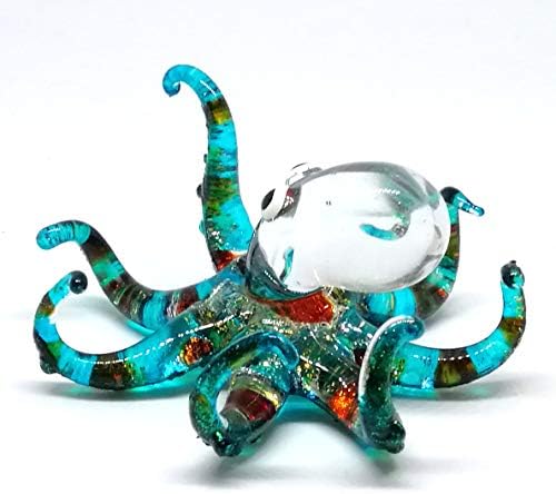 Зоокрафт морско октопод стаклен фигура украс украс за украс минијатурен рачен сино крајбрежен стил дом колекционерски колекционерски