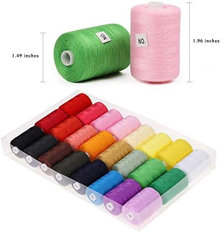 Nex шиење на конец за шиење асортиман на памучни лапчиња поставени за машина за шиење, 24 бои 1000 јарди секоја од нив