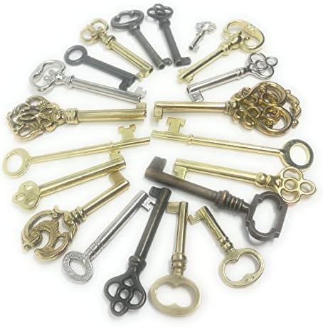 Метална магиска скелетна клуч за репродукција за антички мебел - врати од кабинетот, часовници на дедо, фиоки за фустани, ролни брави на