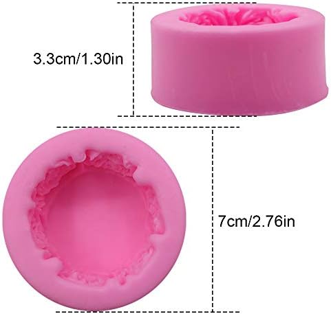 Bybycd 3D Rose Silicone Mild Aromatherapy Candle Counds Round Fondant Mod за рачно изработен сапун, лосионски бар, бања бомба, восок