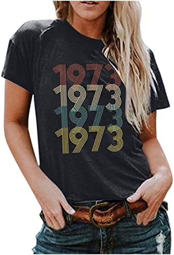 50-ти роденденски подарок Гроздобер 1973 година Мажи жени 50 години маица маица Писмо Печати лето роденден Излегувајќи кошули