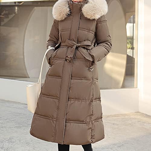 Модни јакни со пуфер женски долги палта зимски топло цврсто кадифен јака со долг ракав тенок надворешна облека парка