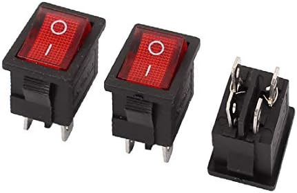 X-Dree 3 компјутери вклучени/исклучени Snap во Boat Rocker Switch Red Light 2 Terminals SPST (3 Piezas de Encendido/Apagado