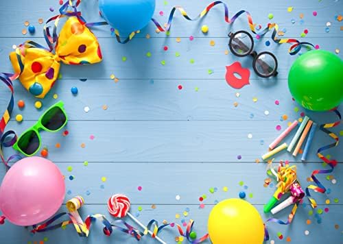 Корфото сина дрвена табла wallидна позадина рустикална дрво среќна роденденска забава предмети шарени балони панделки позадини момчиња