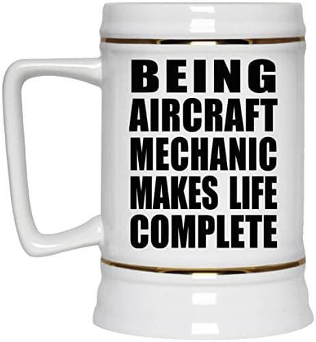 Дизајнирајте Да Бидете Механичар На Авиони Го Прави Животот Целосен, 22оз Пиво Штајн Керамички Танкар Кригла Со Рачка За Замрзнувач,