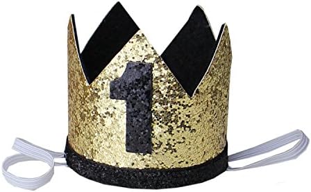 Киреи Суи Бебе Девојки Момчиња 1 1/2 Еден Роденден Круна Златна Лента За Глава Нова Година Тиара