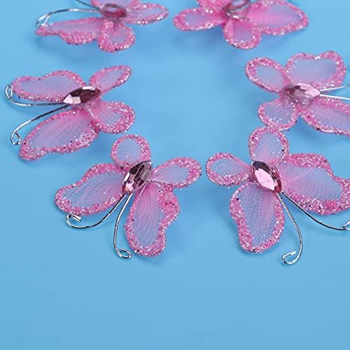 Нубести декор фино сјај 50 парчиња органза пеперутки чиста мрежна жица сјај со скапоцен камен декоративни пеперутки за домашна свадба