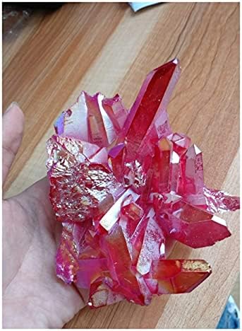 Bahlts природен кристал груб кристал 445G светло црвен аура кварц кристален титаниум бизмут силиконски кластер виножита природни камења