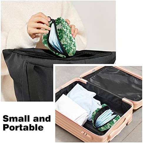 Санитарна торба за складирање на салфетки, торба за период, торба за тампон, торба за шминка, шема на зелена растителна лента