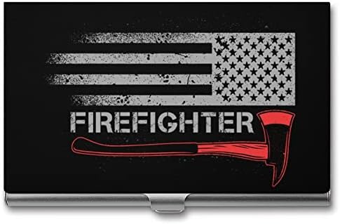 Противпожарна Секира Со Американско Знаме Држач За Деловна Лична Карта Силм Случај Професионален Џеб За Организатор На Метални Имиња