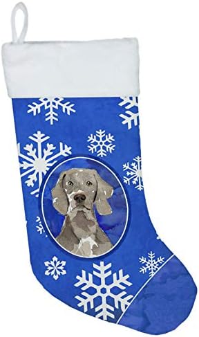 Богатства на Каролина CK3897CS Weimaraner Зимски снегулки Божиќно порибување, камин што виси чорапи Божиќна сезона забава Декорации за