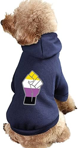 Подигната тупаница не-бинарна гордост кучиња худи пуловер, џемпер за облека за миленичиња, облечени облеки на облеки за кучиња и мачки
